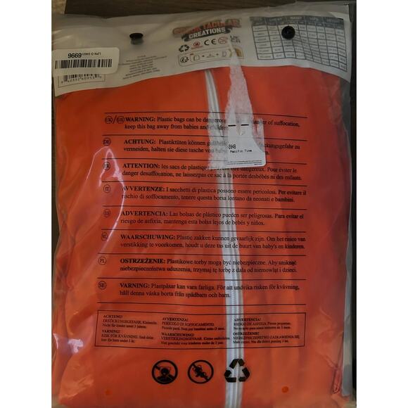 NIP Spooktacular Creations Adult Prisoner Costume Orange Jumpsuit Size Medium - Picture 2 of 3